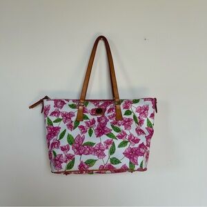 Dooney & Bourke Bougainvillea Zip Top Shopper Bag Purse Tote Pink Floral
